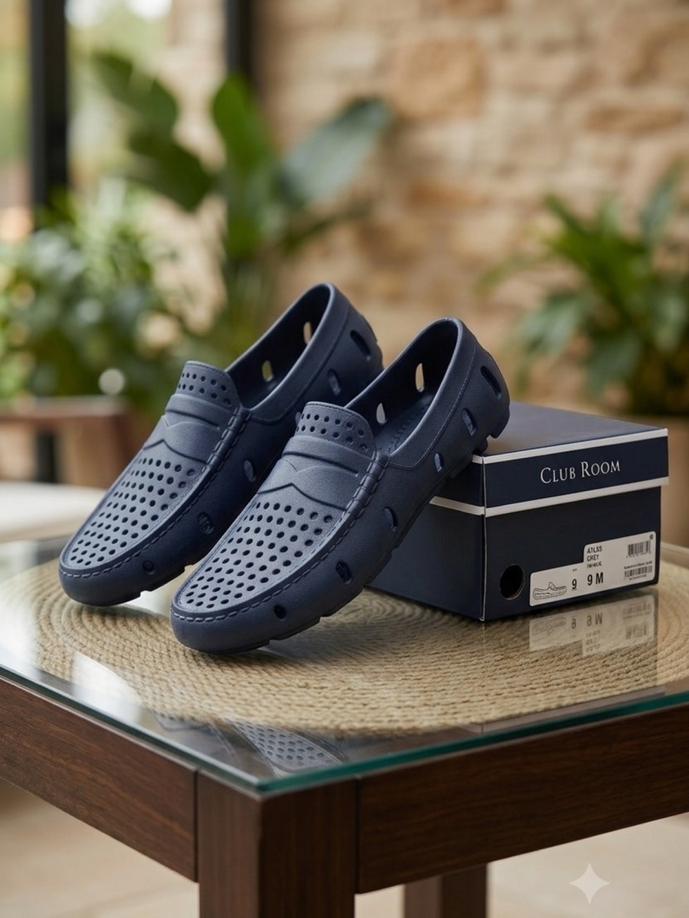 Club Room Navy Perforated Slip-On Loafers